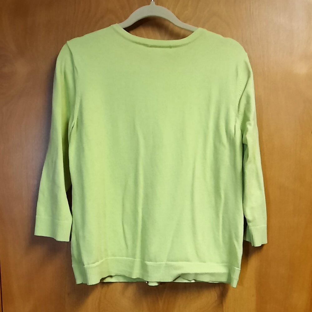 Sweater, Christopher and Banks Cardigan, Light Yellow-Green, 3/4 Length Sleeves - Picture 2 of 6